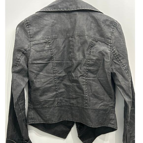 Cabi Gray Moto Jacket Waxed Linen Structured Button Front Size Small - Picture 4 of 5